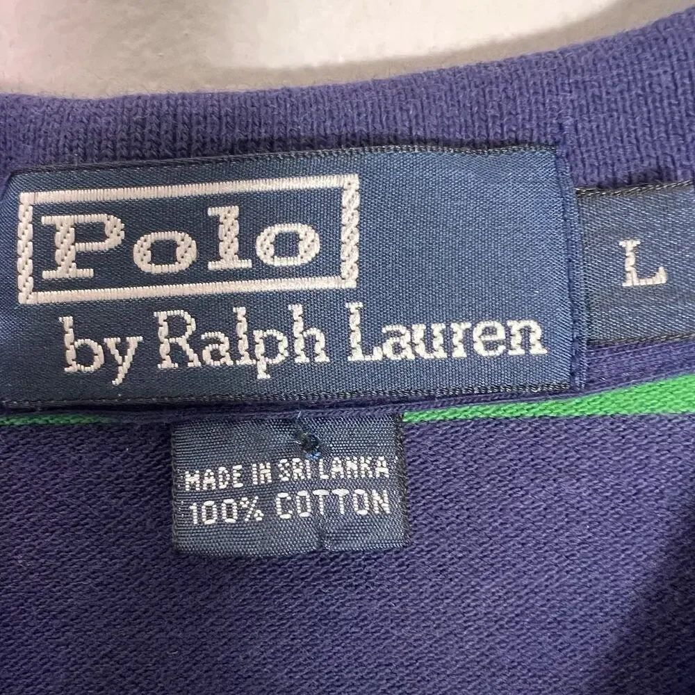Polo Ralph Lauren Men's Blue Green Striped Polo Shirt Sz L Pony Academia